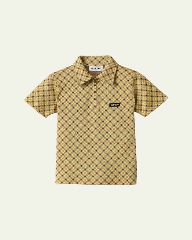 Check Short-Sleeve Polo Top